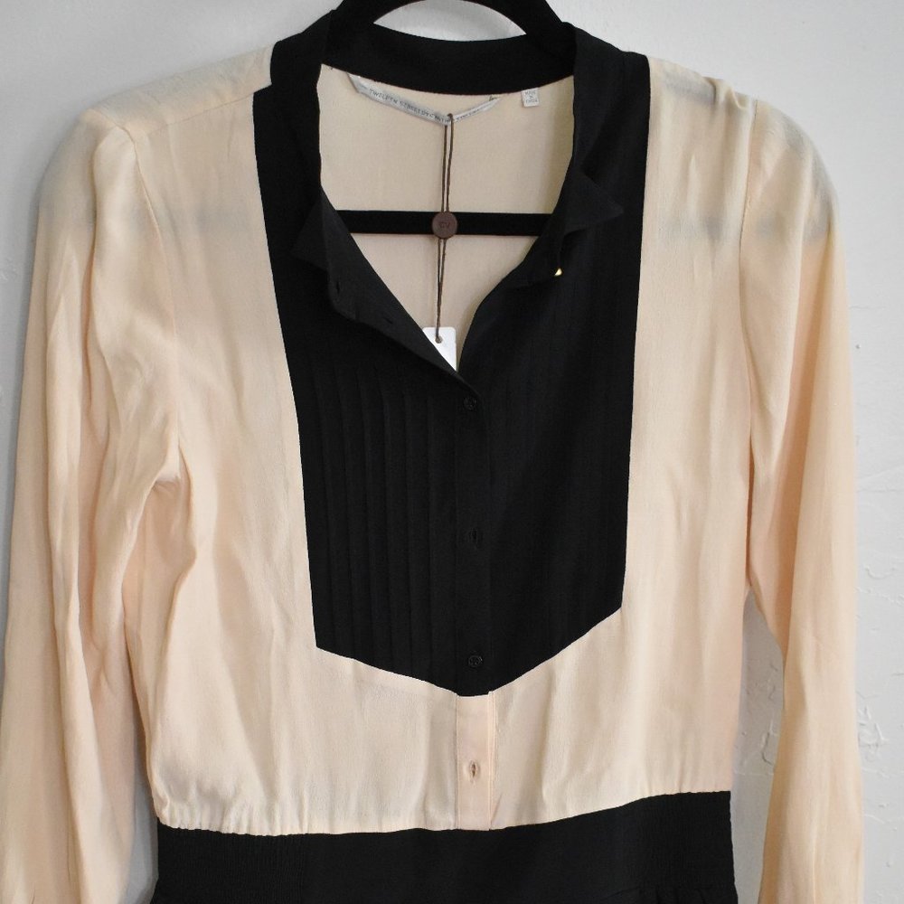 NWT Twelfth Street By Cynthia Vincent Romper Tuxedo Black Cream Ivory White